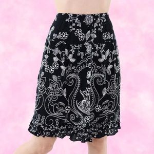 Paisley Daisy Doodle Midi Skirt